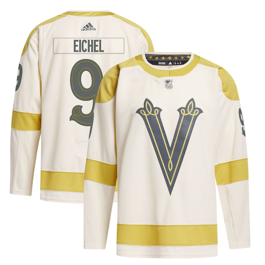 Men Vegas Golden Knights #9 Jack Eichel adidas Cream 2024 NHL Winter Classic Primegreen Authentic Player Jersey